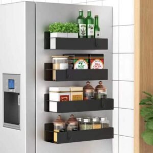 Ultimate Metal 4-Pack Magnetic Spice Storage Rack – Organize Your Kitchen Effortlessly