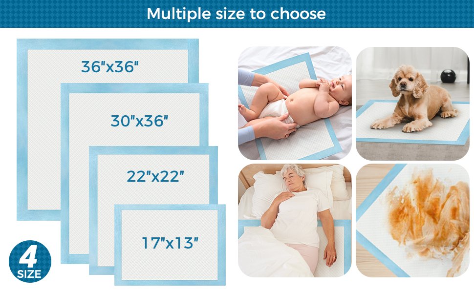 50 Count 36" x 36" Super Absorbency Disposable Underpads 1 Absorbency Disposable Underpads