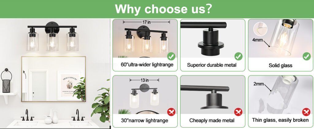 3-Light Bathroom Light Fixtures