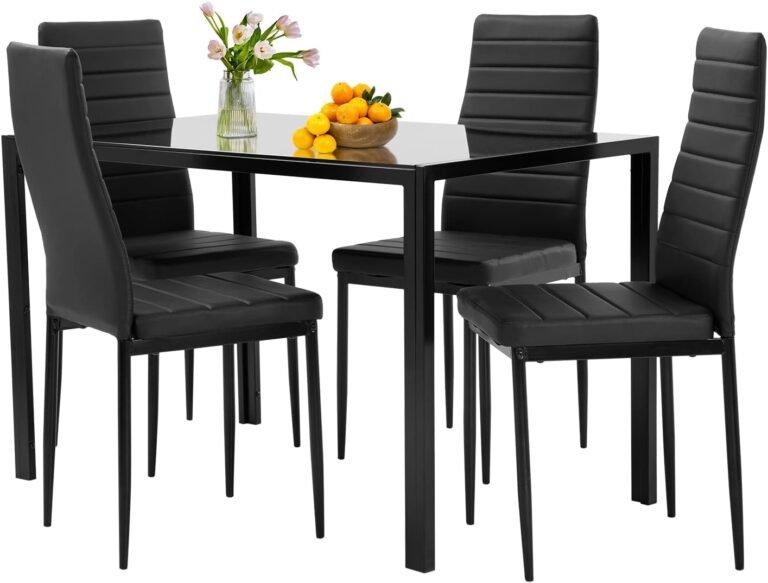 5-Piece Dining Table Set Black