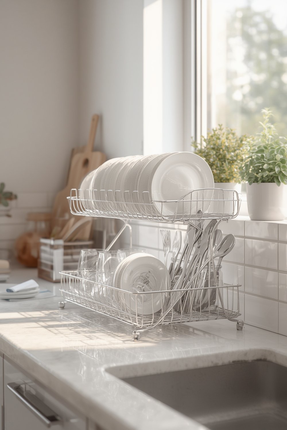 Spectrum Euro Kitchen Organizer Metal Dish Rack