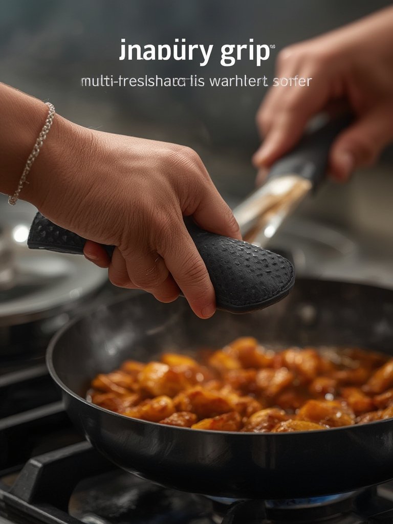 hot handle cover protecting hand from scorching pan