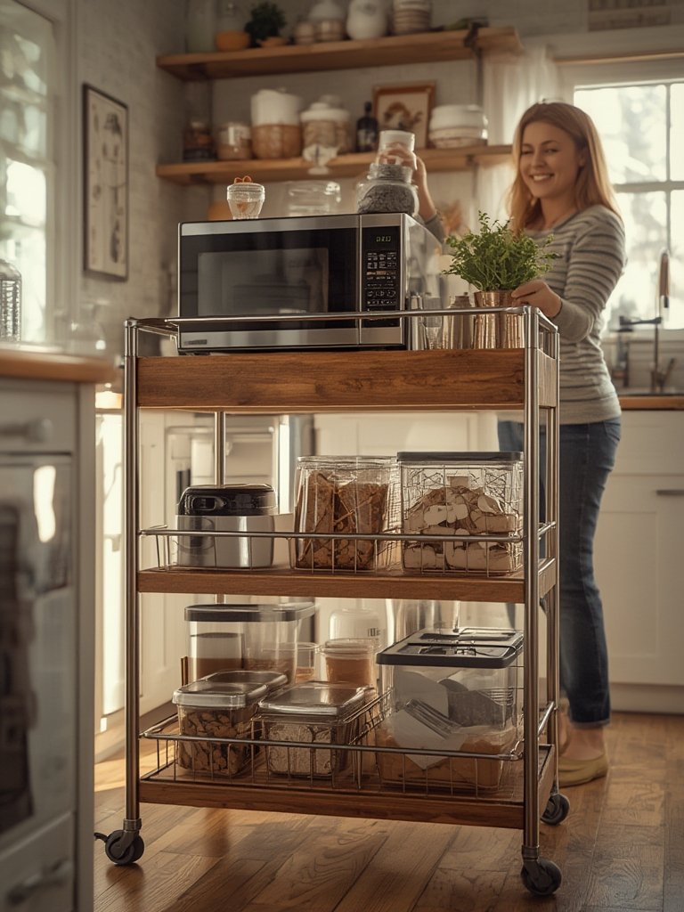 kitchen cart in use with appliances