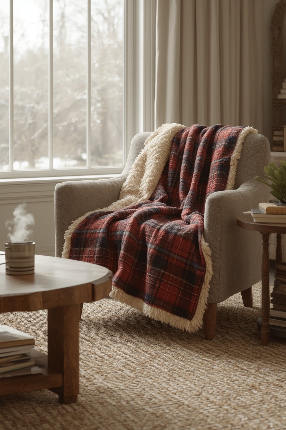 sherpa throw Eddie Bauer red check blanket