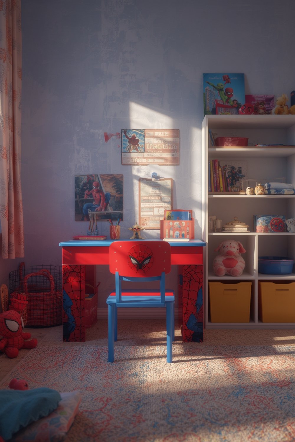 spiderman desk with storage bin