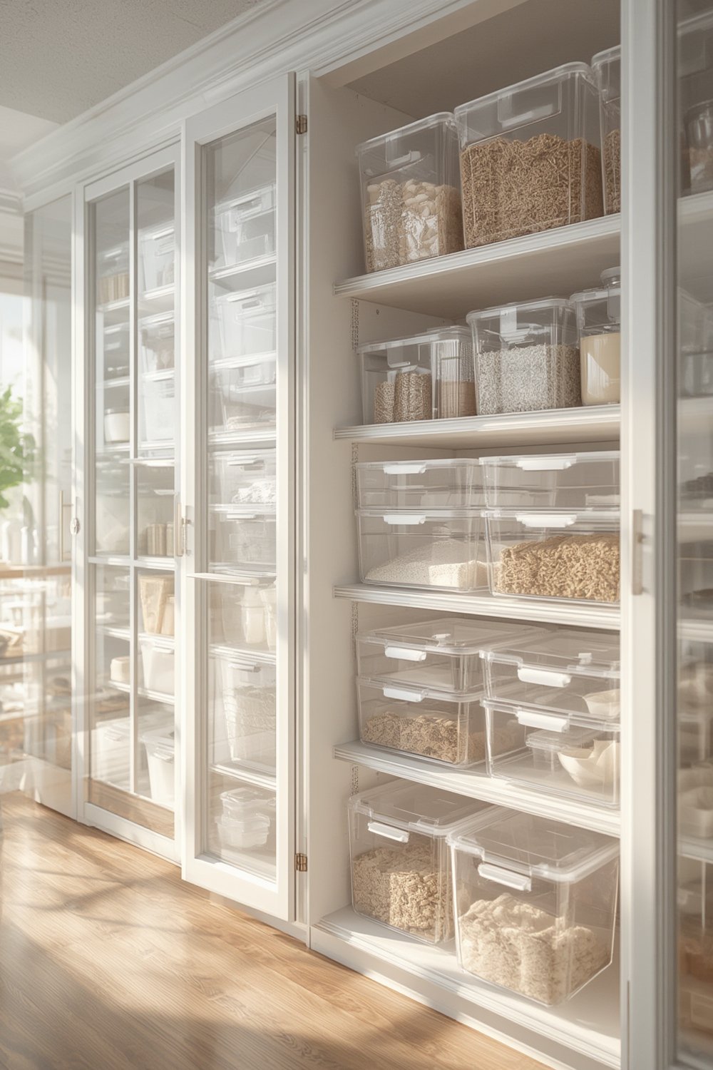 storage bins cutting through thick branch