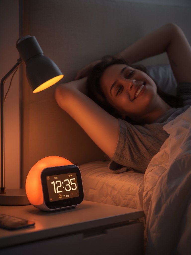Sunrise alarm with natural wake-up sounds active