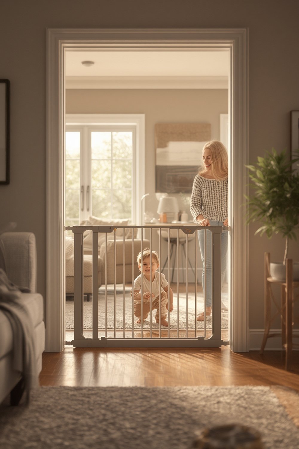 Baby Gate: 7 Ultimate Steps For Best Child Safety In 2026 1 Regalo baby gate installed in doorway with child and pet