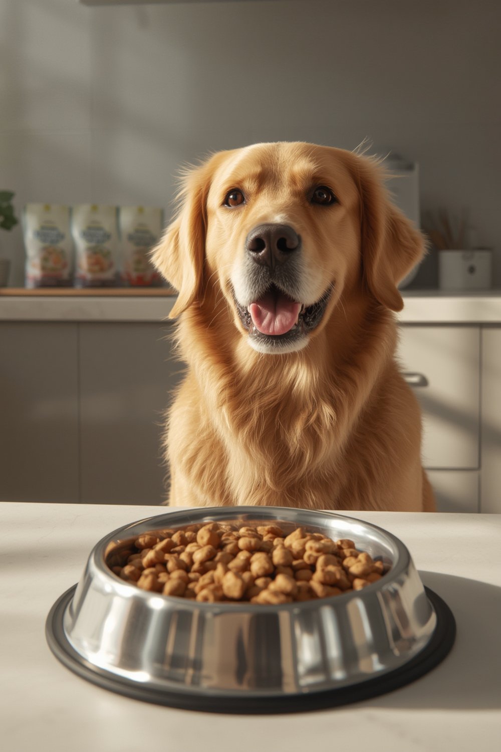 chicken dogfood premium ingredients in bowl