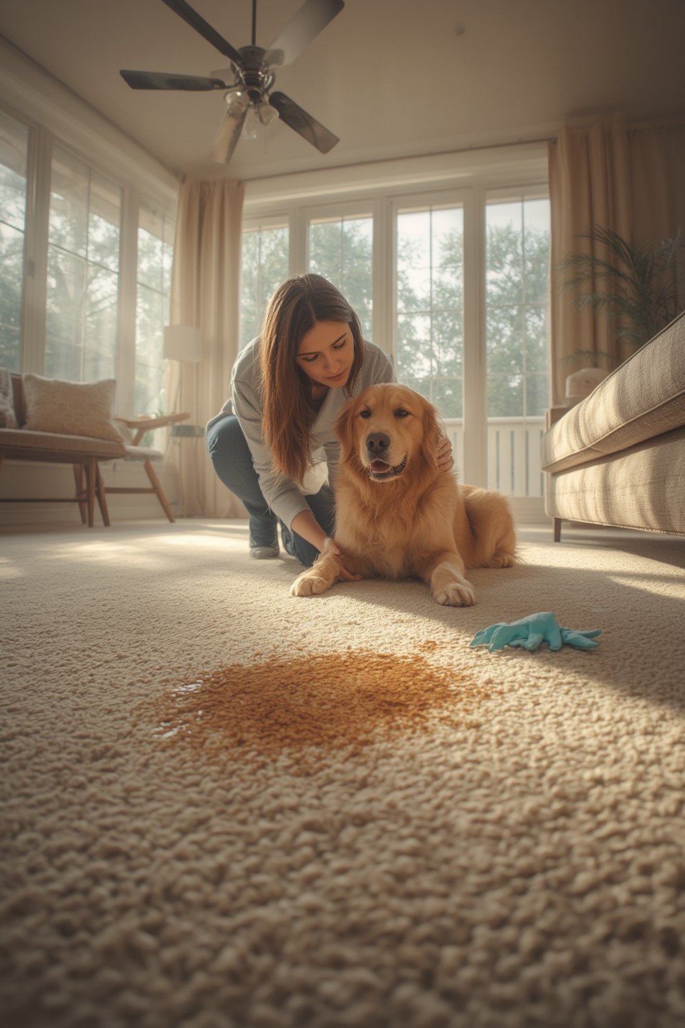 dog stain cutting through thick branch