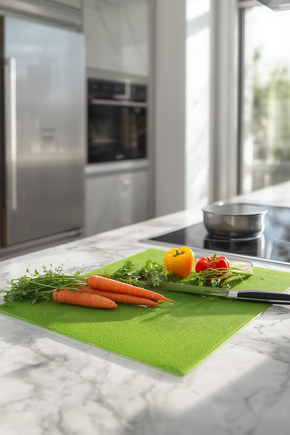 flexible cutting board in action