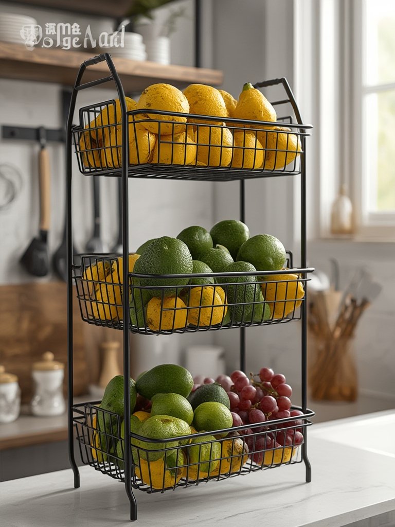 Fruit organizer showing basket separation