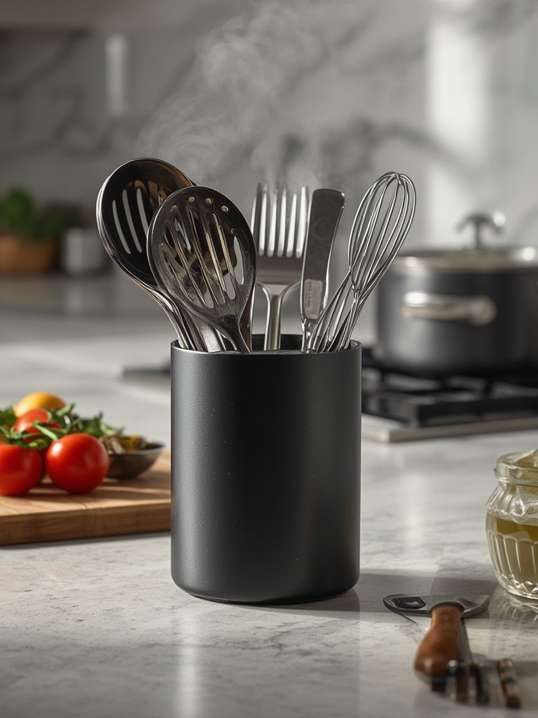 Utensil Holder: 7 Ultimate Steps For An Amazing Kitchen In 2026 2 iDesign kitchen crock for utensils on countertop