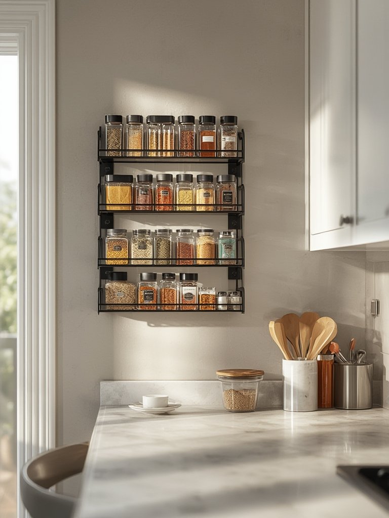 kitchen organizer with spices