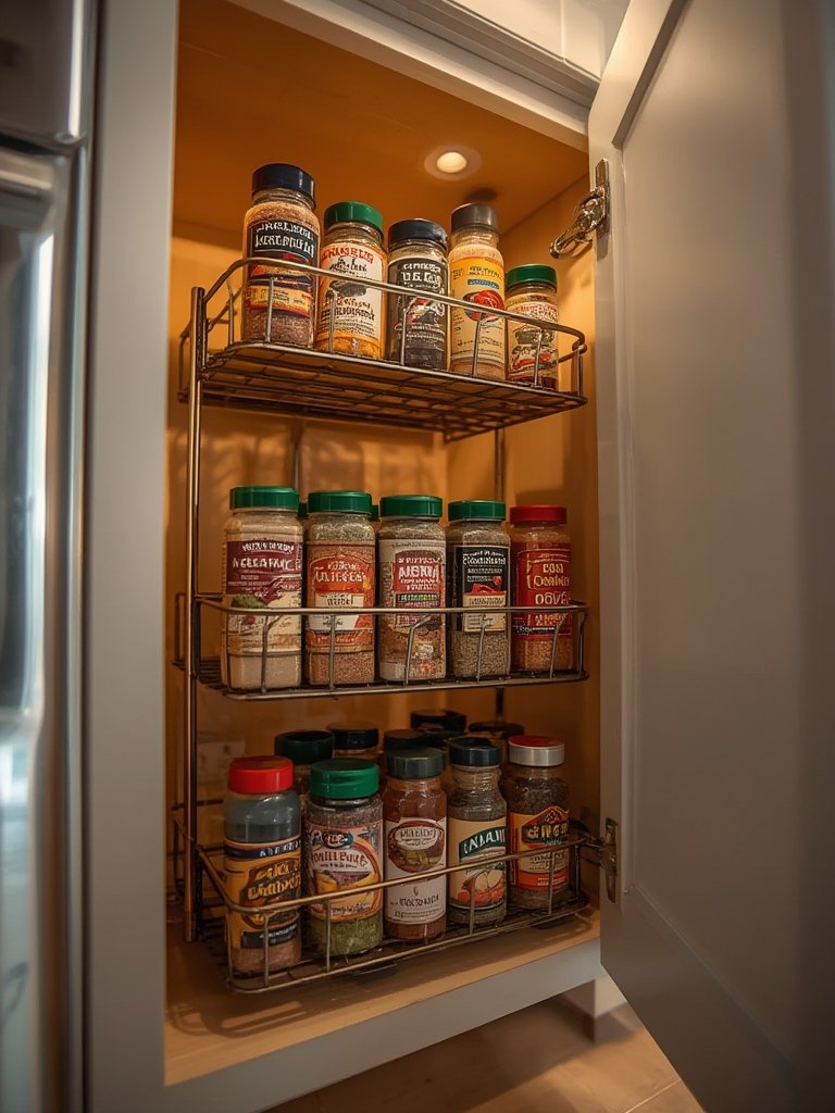 Copco spice organizer holding various jars and bottles