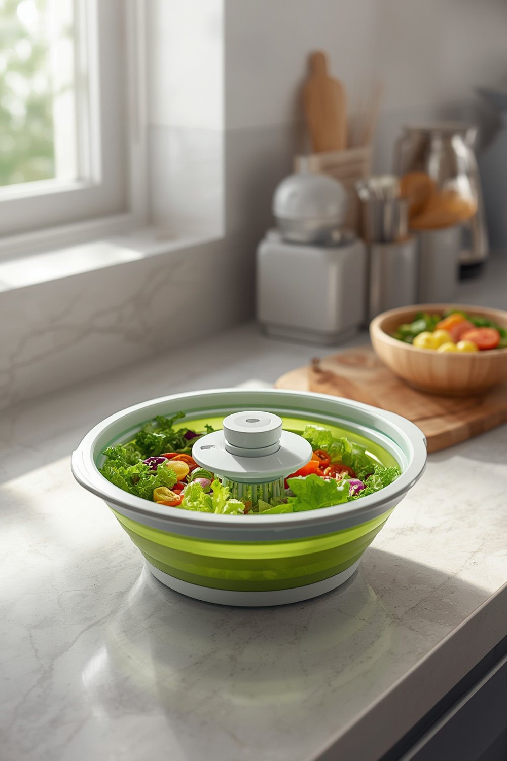 Salad Spinner: 7 Ultimate Steps For Amazing Results In 2026 1 PrepWorks 3 Qt Collapsible Salad Spinner in use on kitchen counter