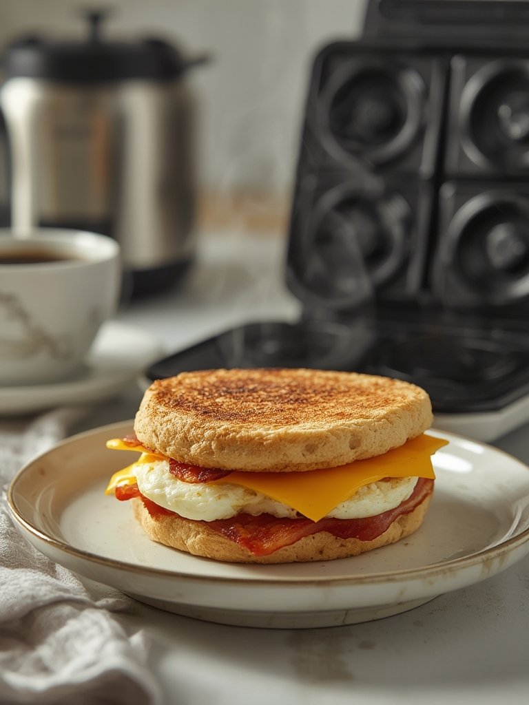 Hamilton Beach sandwich maker producing perfect breakfast sandwich