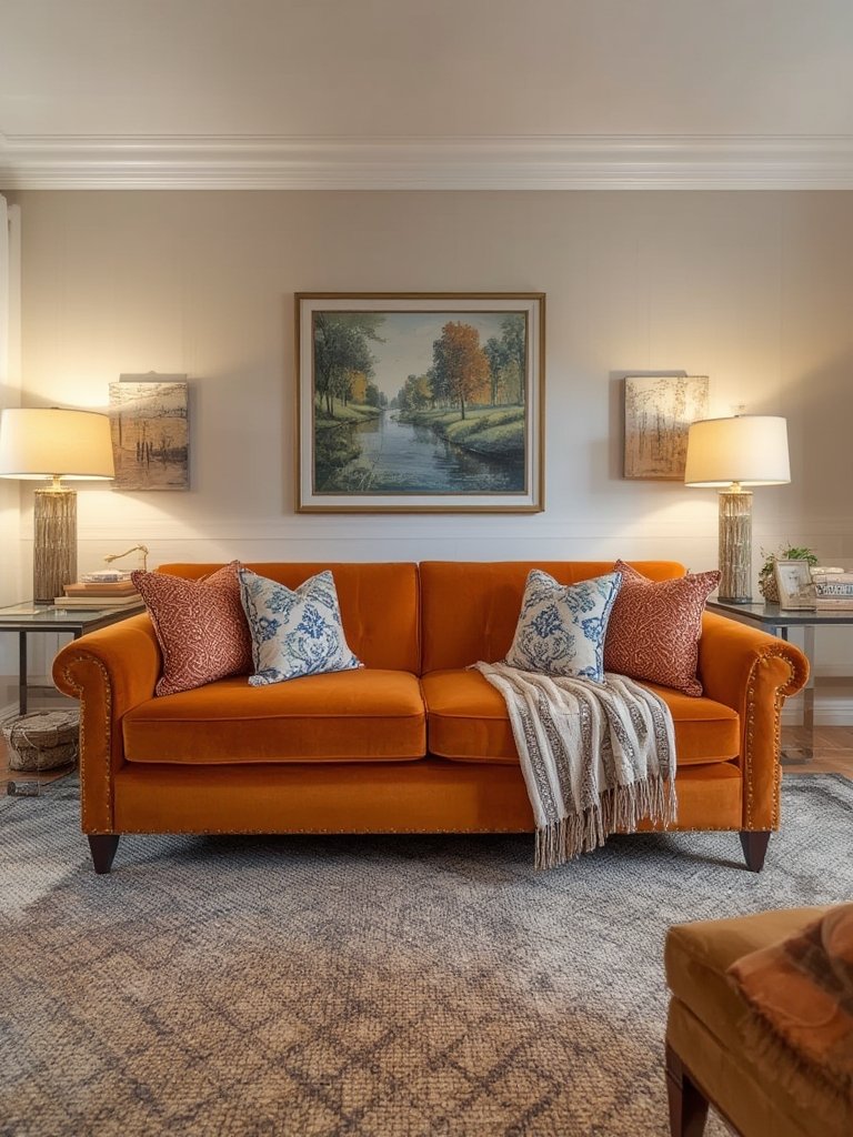 vintage velvet sofa - Illustration 3