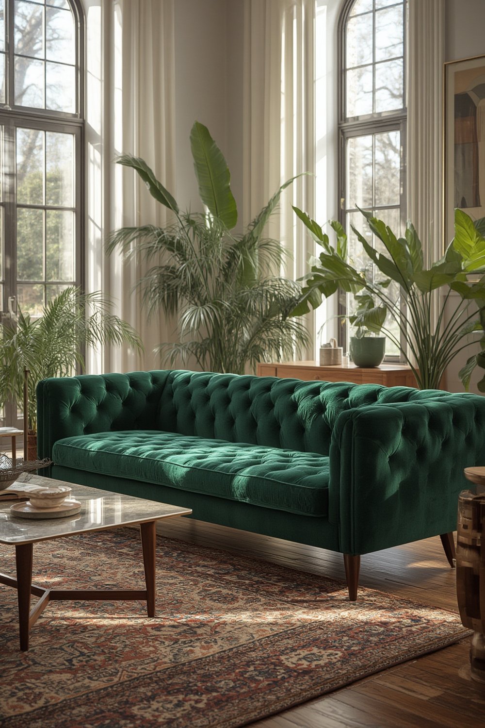 vintage velvet sofa - Illustration 1